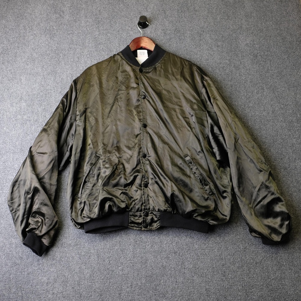 Vintage Birdie Satin Bomber Jacket‎ Mens XL Green Pittman TV VCR Embroidered 80s